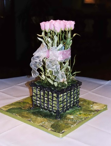 French wire basket & roses
