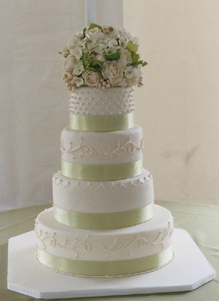 White And Green Wedding Cakes