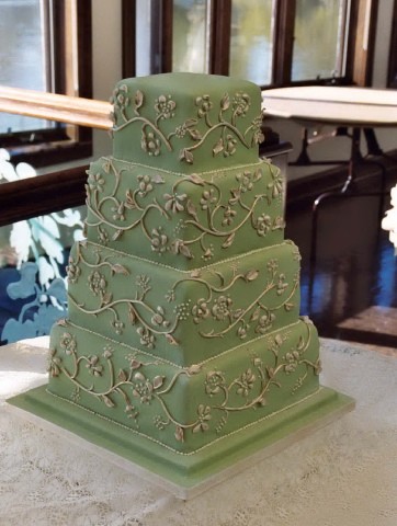Fall brocade wedding cake